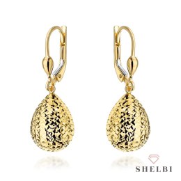 Kolczyki złote diamentowane krople