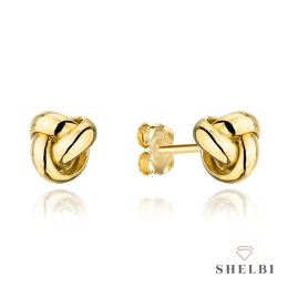 Kolczyki złote gładkie supełki 585 SHELBI