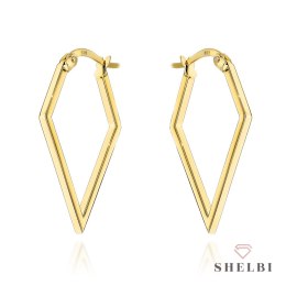 Kolczyki złote gładkie w kształcie rombu 585 SHELBI