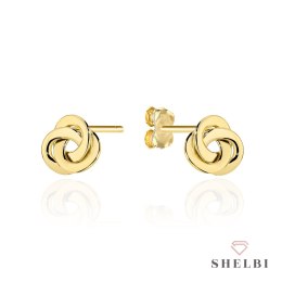 Kolczyki złote gładkie zaplatane na sztyfcie 585 SHELBI