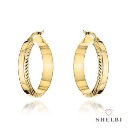 Kolczyki złote koła z diamentowanymi brzegami 585 SHELBI