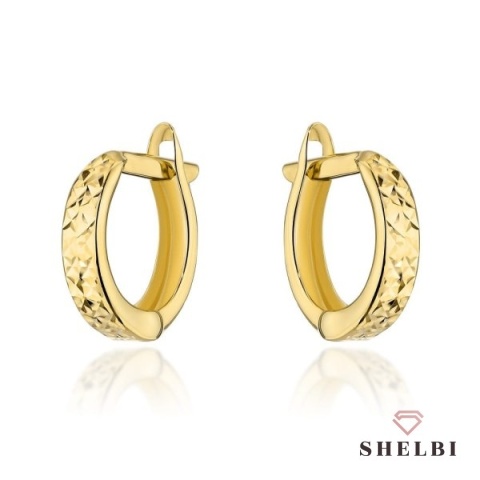 Kolczyki złote kółka diamentowane kółeczka złoto 585 na prezent