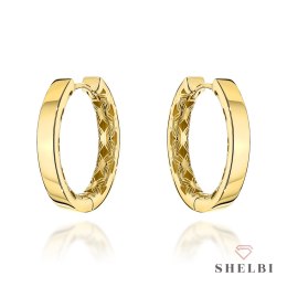 Kolczyki złote kółka gładkie wewnętrznie zdobione ażurem 585 SHELBI