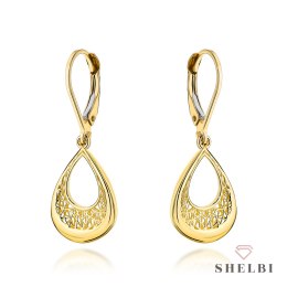 Kolczyki złote łezki z ażurowym zdobieniem 585 SHELBI