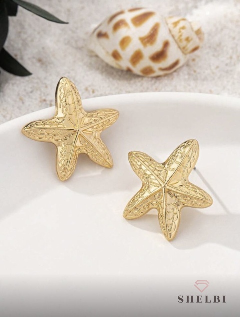 Kolczyki złote rozgwiazdy rozgwiazda ze stali chirurgicznej