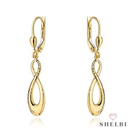 Kolczyki złote znaki nieskończoności zdobione diamentowaniem 585 SHELBI