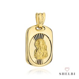 Medalik Matka Boska Częstochowska w diamentowanym prostokącie 585 SHELBI