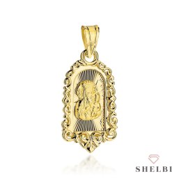 Medalik złoty Matka Boska Częstochowska w diamentowanym ozdobnym obrazie 585 SHELBI