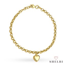 Bransoletka złota na łańcuszku ankier i zaw serce 585 SHELBI