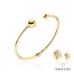 Bransoletka złota sztywna z wkręcanymi wymiennymi kulkami - komplet 585 SHELBI