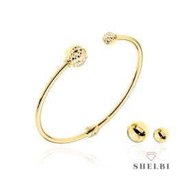 Bransoletka złota sztywna z wkręcanymi wymiennymi kulkami - komplet 585 SHELBI