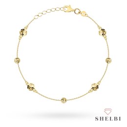 Bransoletka złota z diamentowanymi kółeczkami i kulkami 585 SHELBI
