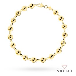 Bransoletka złota złożona z klasycznych, gładkich kulek 585 SHELBI