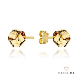 Kolczyki złote gładkie supełki na sztyfcie 585 SHELBI