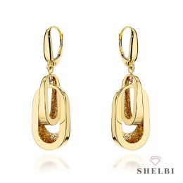 Kolczyki złote podwójne ażurowane owale 585 SHELBI