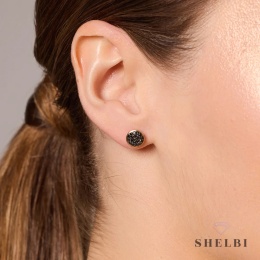 Kolczyki złote z czarnymi cyrkoniami na prezent