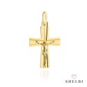 Krzyżyk złoty zdobiony diamentowaniem z Jezusem 585 SHELBI