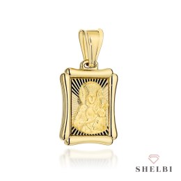 Medalik Matka Boska Częstochowska diamentowany prostokąt 585 SHELBI