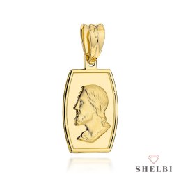 Medalik złoty z wizerunkiem Jezusa w gładkiej oprawie 585 SHELBI