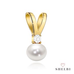 Zawieszka złota z perłą i cyrkonią 585 SHELBI