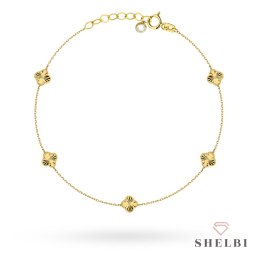 Bransoletka złota z małymi diamentowanymi koniczynkami