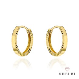 Kolczyki złote małe kółeczka zdobione diamentowaniem