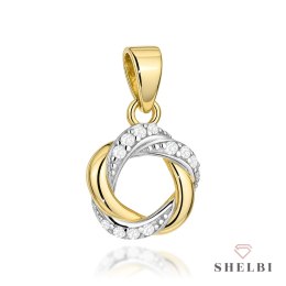 Gold braided pendant with cubic zirconia