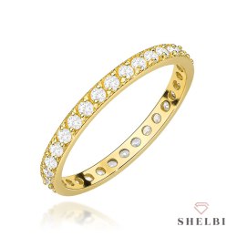 Gold single-row ring with fully set cubic zirconia