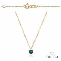 Naszyjnik złoty z kamieniem - London blue topaz