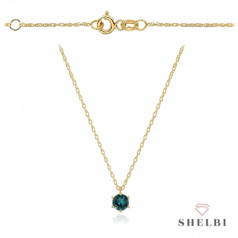 Naszyjnik złoty z kamieniem - London blue topaz