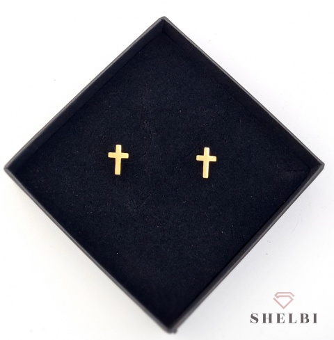 Kolczyki krzyże złote krzyżyki ze stali chirurgicznej 316l