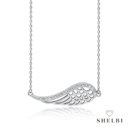Srebrny naszyjnik celebrytka skrzydło, skrzydełko z cyrkoniami