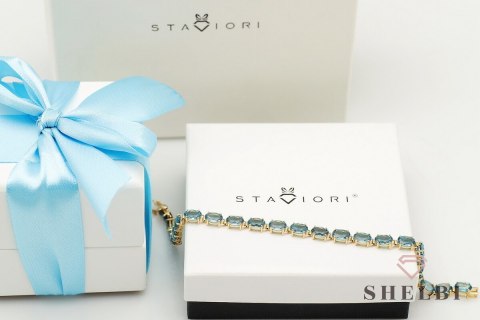 Złota bransoletka z topazami topaz złoto 0,585 London Blue Topaz Złota bransoletka z topazami topaz złoto 0,585 London Blue Topaz