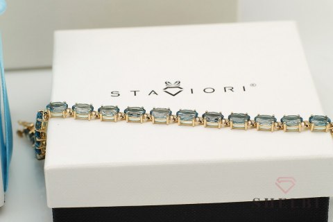 Złota bransoletka z topazami topaz złoto 0,585 London Blue Topaz Złota bransoletka z topazami topaz złoto 0,585 London Blue Topaz