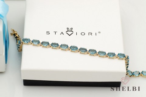 Złota bransoletka z topazami topaz złoto 0,585 London Blue Topaz Złota bransoletka z topazami topaz złoto 0,585 London Blue Topaz