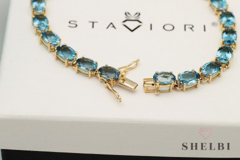 Złota bransoletka z topazami topaz złoto 0,585 London Blue Topaz Złota bransoletka z topazami topaz złoto 0,585 London Blue Topaz