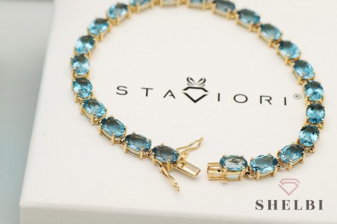 Złota bransoletka z topazami topaz złoto 0,585 London Blue Topaz Złota bransoletka z topazami topaz złoto 0,585 London Blue Topaz