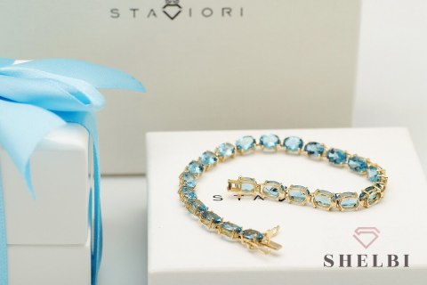 Złota bransoletka z topazami topaz złoto 0,585 London Blue Topaz Złota bransoletka z topazami topaz złoto 0,585 London Blue Topaz