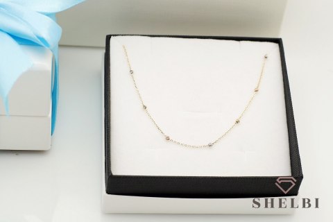 Złoty naszyjnik choker z kuleczkami białe, różowe i żółte złoto próba 585 Złoty naszyjnik choker z kuleczkami białe, różowe i żółte złoto próba 585